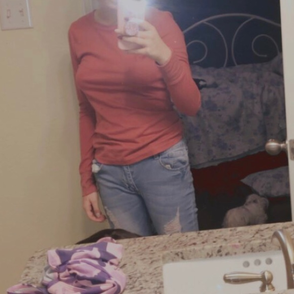 orange long sleeved fall shirt